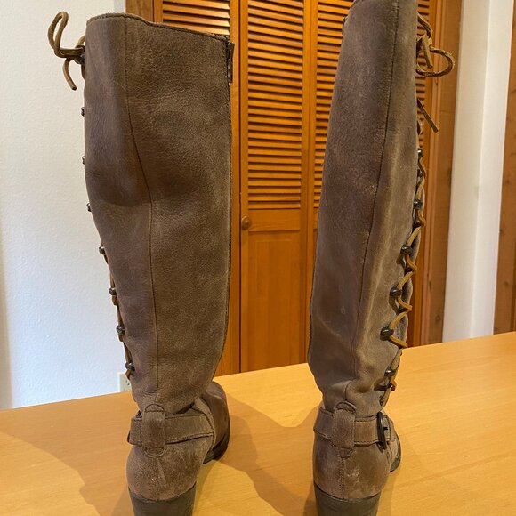 Born Tall Lace-up Brown Leather Boots, Size 11 Western, Festival, Motorcycle - Picture 3 of 6